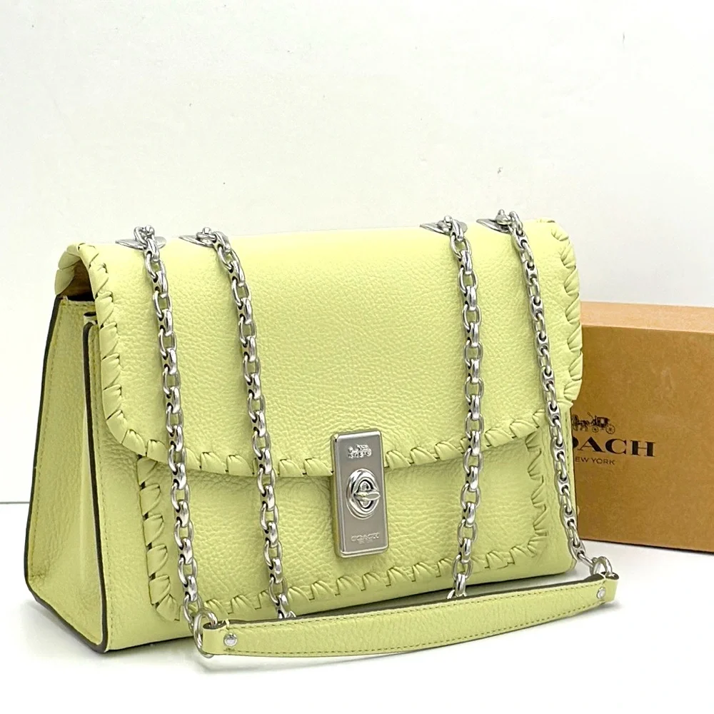 COACH NWT Lane Shoulder Bag With Whipstitch COLOR:
Silver/Pale Lime - Picture 1 of 16